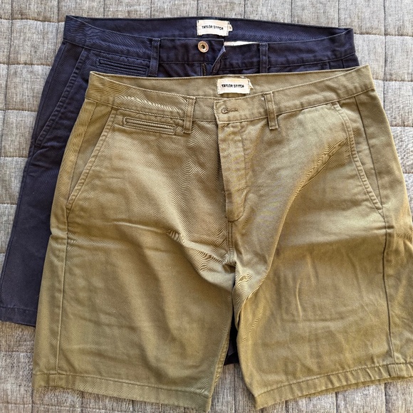 Taylor Stitch Men's 32 The Foundation Chino Shorts - Navy + Olive - LOT OF 2 - Picture 1 of 6